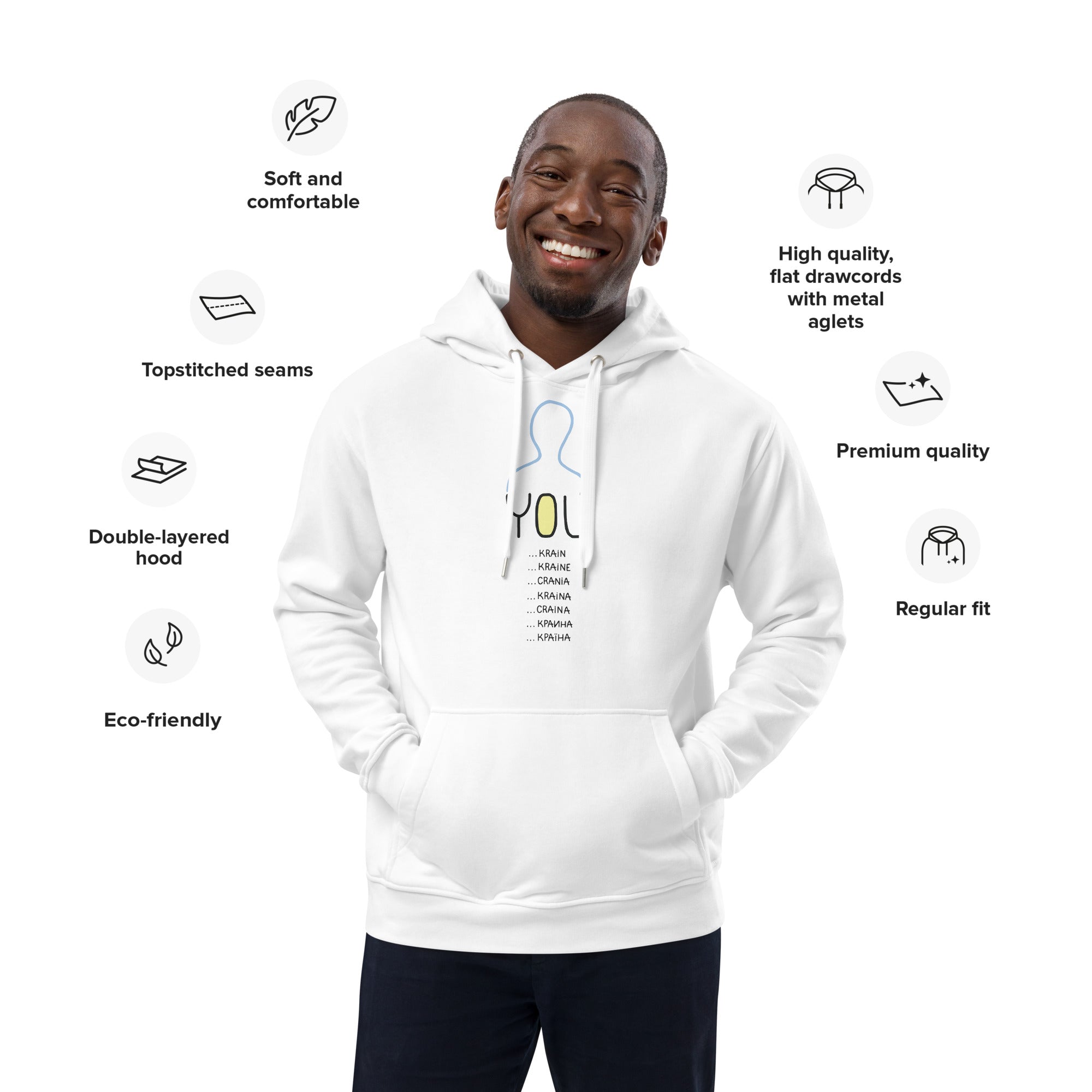 Unisex Eco-Friendly "YOUkraine" Graphic Hoodie