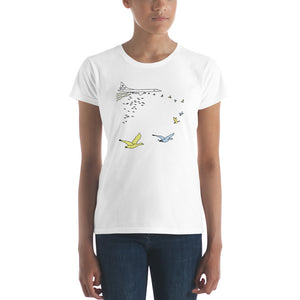 Women's Semi-Contoured "Flock Together" Graphic Short-Sleeved T-Shirt